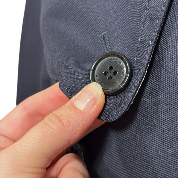 NWOT Coach Navy Blue Belted Fall Buttoned Trench Coat Outerwear Size Small - Picture 9 of 13